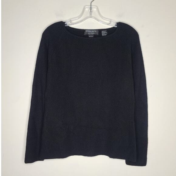 Mariele Waithe by Forte black long sleeve cashmere sweater - medium petite MP - Picture 1 of 6